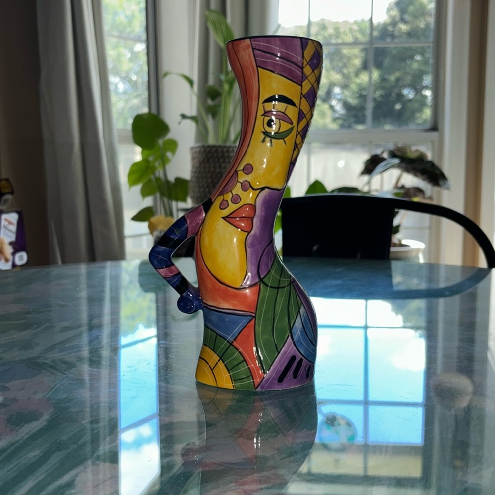 Muzeum Abstract Hand Painted Candle Holder 7 3/4”